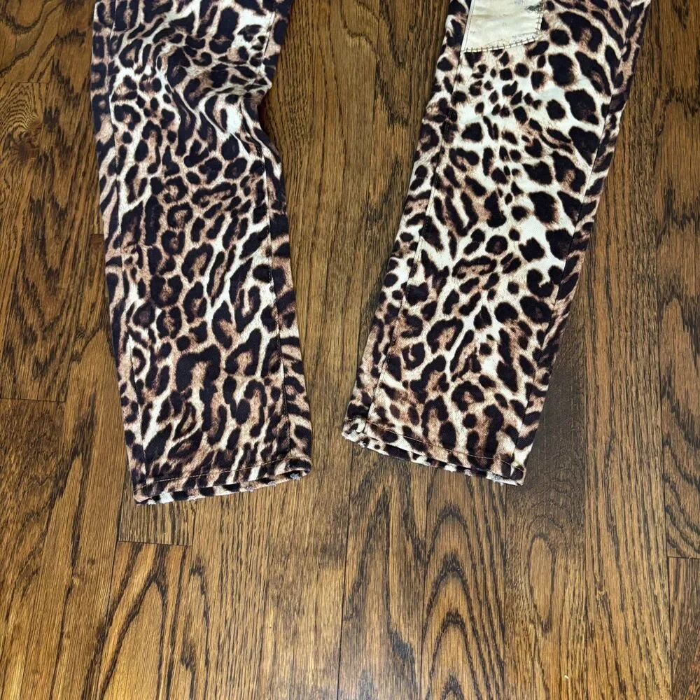 Ralph Lauren Denim & Supply Leopard Patchwork Skinny Jeans Low Rise Size 27